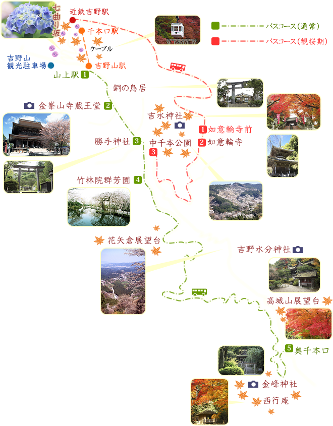 世界遺産めぐりコース地図